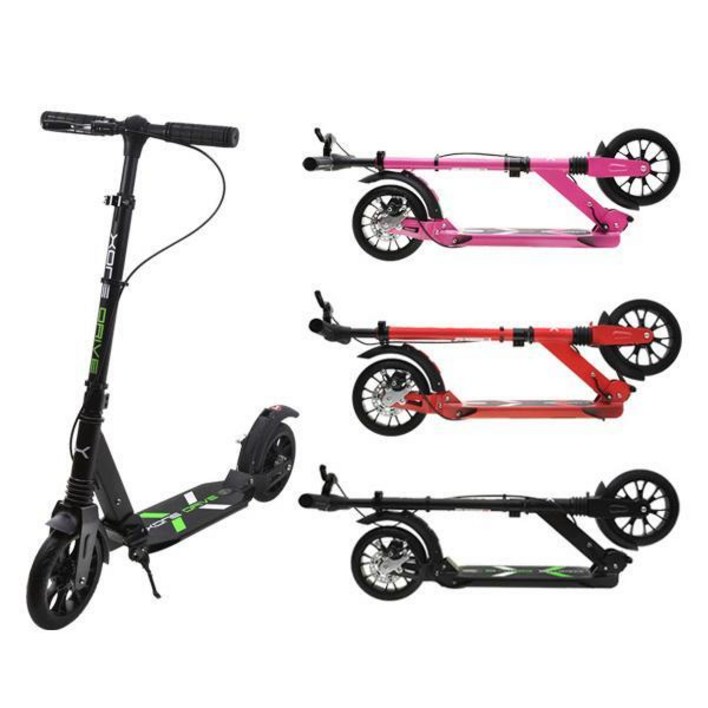 아동 주니어 킥보드 엑스원 드라이브2 XZ117 KC인증 3단계 높이조절 접이식 고강도프레임 KK, 블랙, 1개