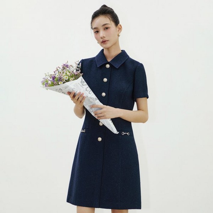 백화점 정품 잇미샤 25 SS 스팽글 트위드 미니 원피스 ITP3ZOP920