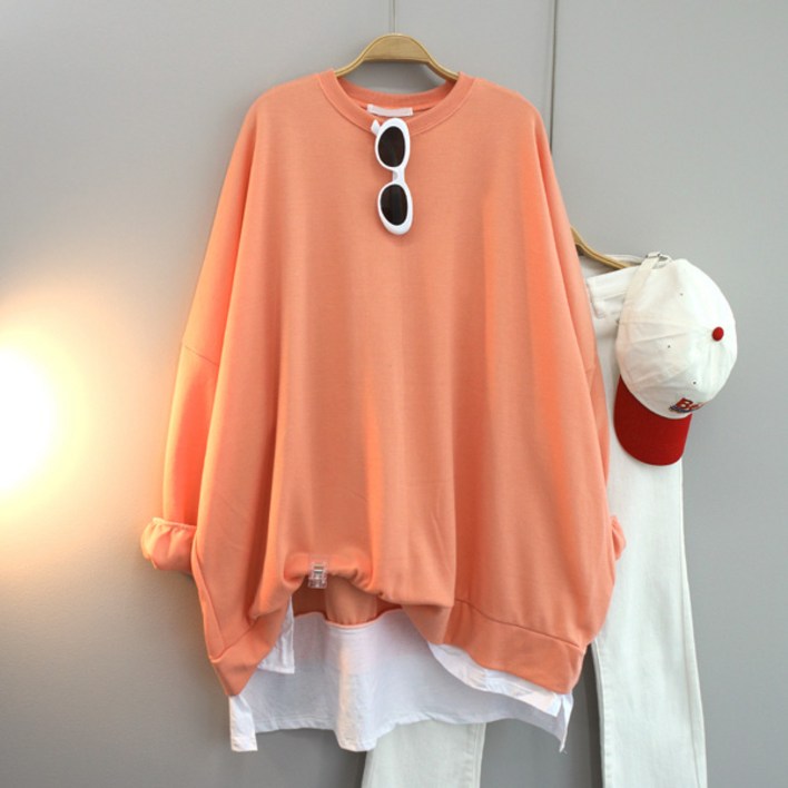 달콩 여성 빅사이즈 롱맨투맨 롱티 국내제작 루즈핏 5599 빵빵레이어드오버핏맨투맨