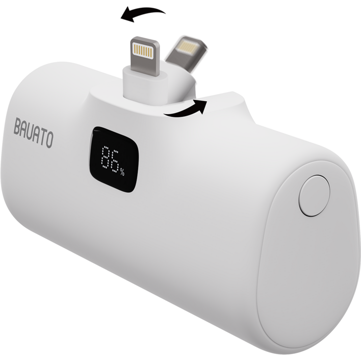 바우아토 단자 접이식 PD 20W 고속 충전 미니 일체형 도킹형 보조배터리 5000mAh, 화이트, 라이트닝 바우아토 단자 접이식 PD 20W 고속 충전 미니 일체형 도킹형 보조배터리 5000mAh, 화이트, 라이트닝