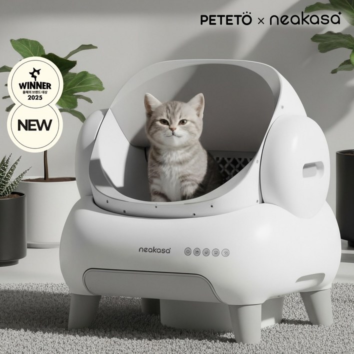 26년형 코오롱 페테토 니카사 M1 Plus 고양이 자동화장실 끝판왕 스마트 대용량 프리미엄 자동개폐 화장실 Neakasa 저소음 PETETO 앱연동, 1개, 화이트, 자동 화장실