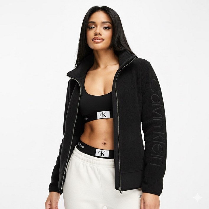 캘빈클라인 퍼포먼스 여성 폴라 플리스 자켓 소매 자수로고