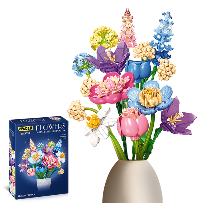 Wakku 보태니컬  꽃다발 블럭세트 레고호환블록 힐링선물 Pcs880, 1개