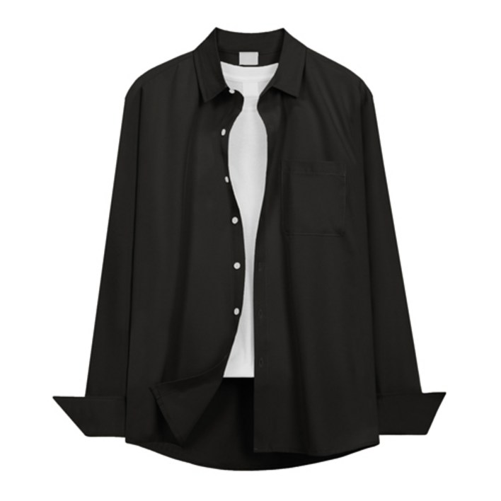 남성용 소프트 데일리 탄탄 스판 셔츠 빅사이즈 남방 16color 블랙셔츠