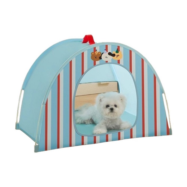 Tinduo 텐트하우스 강아지 고양이방 사계절 통풍이 잘되고 넓은 공간, 1개, 블루 스트라이프