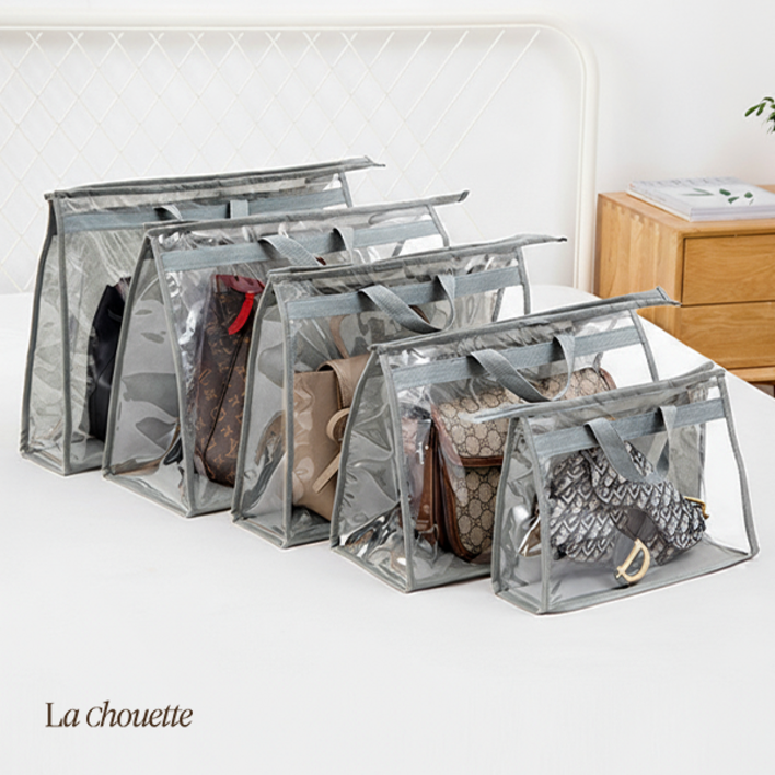 5종 세트 라슈에뜨 투명 가방정리함 가방 가방보관함 먼지 명품백 먼지방지 투명 파우치 그레이 SMLXLXXL, 1세트, 5개입