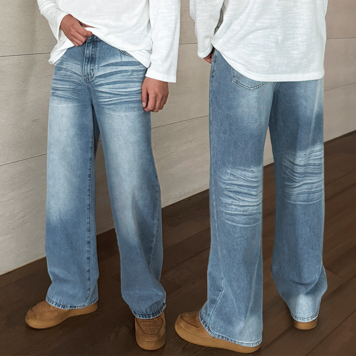 남자청바지 에클 빈티지 워싱데님 와이드데님 빅사이즈 데님팬츠 청바지