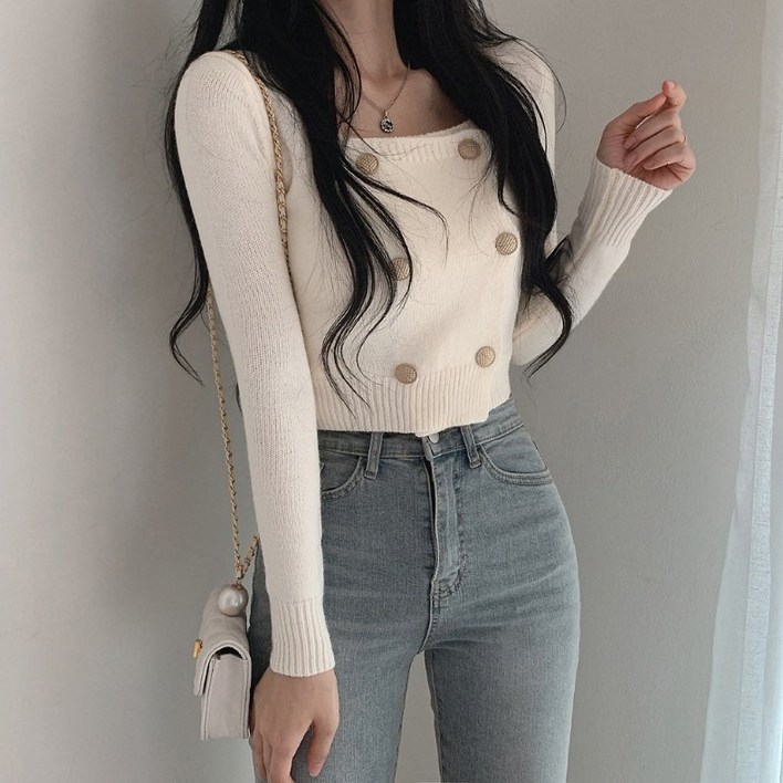 키뭉 봄 데일리 더블버튼 크롭 가디건