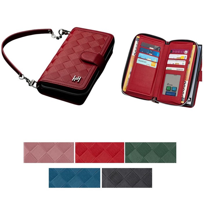 갤럭시 S24플러스 케이스 SM-S926N 가죽 뉴랑떼즈 (뷰다이몬) (지퍼) 다이아 패턴 더블 월렛 카드 지폐 수납 포켓 지갑 (손목 스트랩 줄 포함) 커버