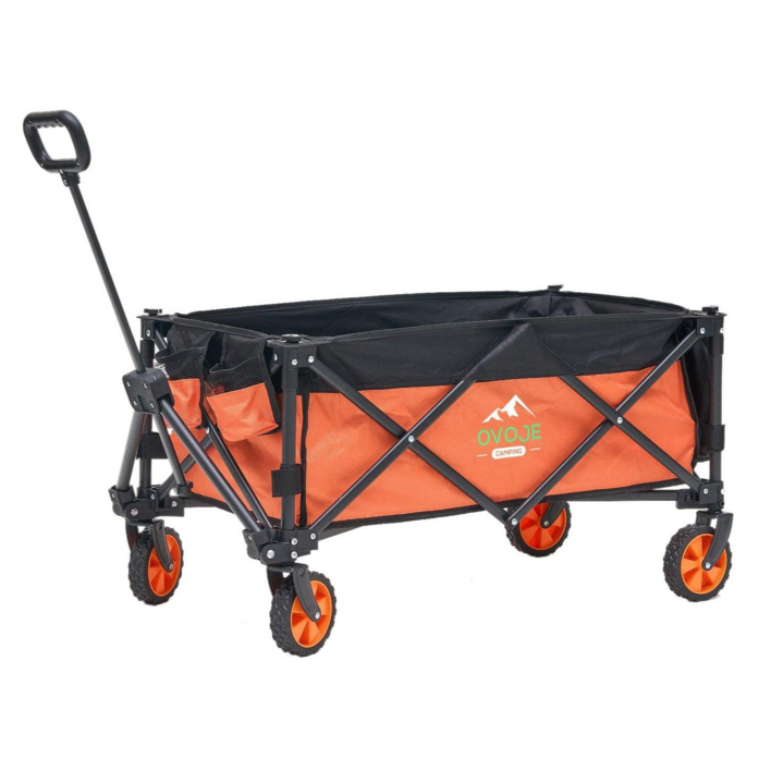캠핑오보제 아웃도어 접이식 캠핑웨건, 1개, 오렌지블랙