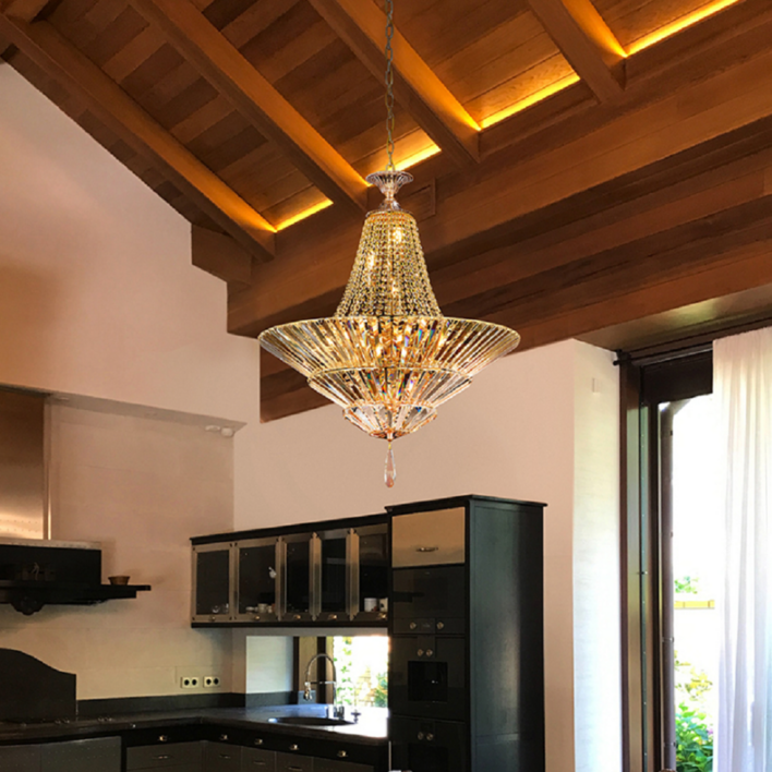 LED 12등 18등 크리스탈 펜던트 조명 고급 샹들리에 식탁 인테리어 골드 프레임