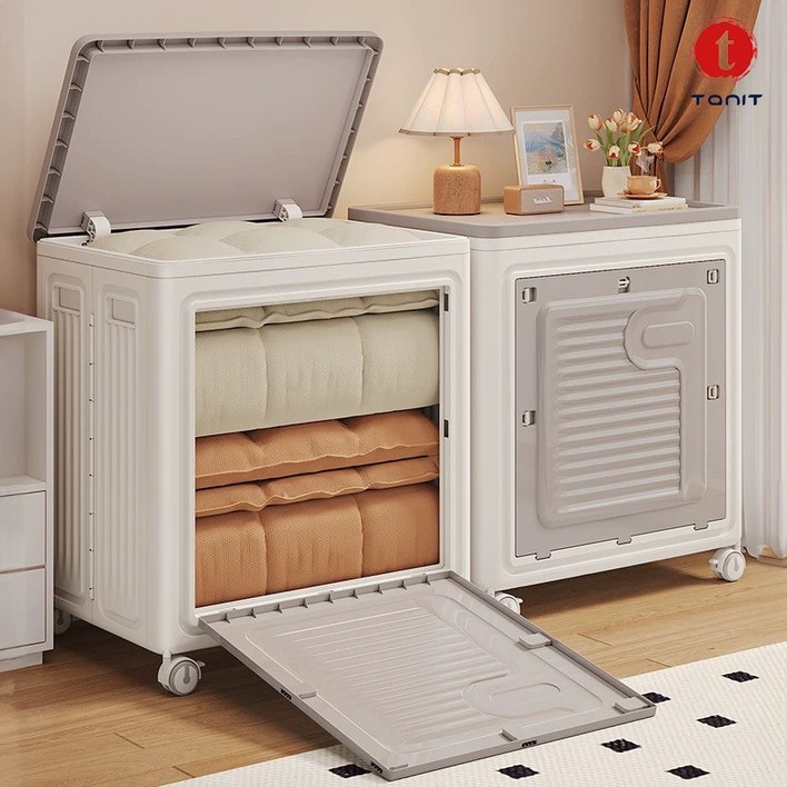 Tanit 특대형 폴딩 리빙박스 옷정리 수납함 130L, 1개, 그레이