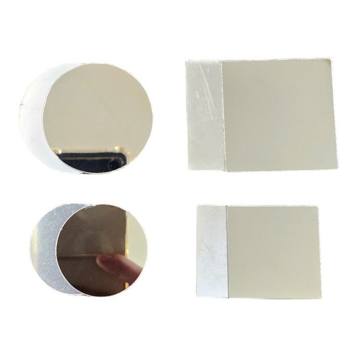 LORIA 나만의 미니 손거울 다용도 미니 스티커 거울 세트, 네모4+동그라미4, 8개