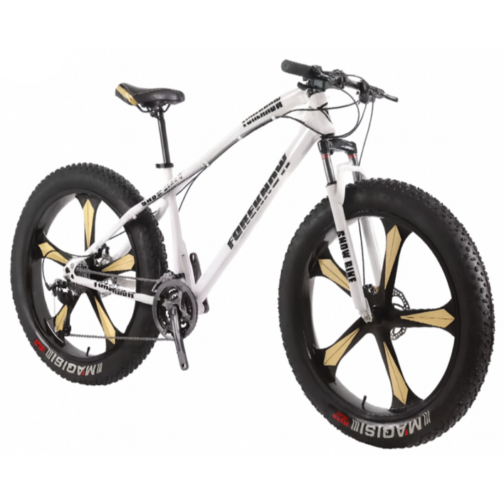 PEAK 팻바이크 풀샥 산악 자전거 MTB 광폭 타이어, 화이트 26인치, 1개