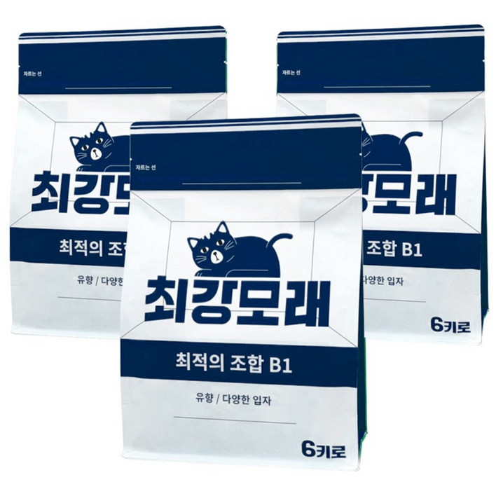 21 최강모래 최적의 조합 B1 6kgx3, 프레쉬솝 유향 고양이모래 와이오밍 벤토나이트모래, 6L, 3개