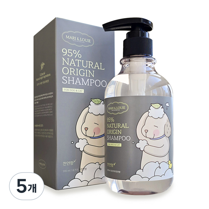 마리앤루이 펫샴푸 천연강아지샴푸 저자극 피부병 올인원 강아지샴푸, 300ml, 5개