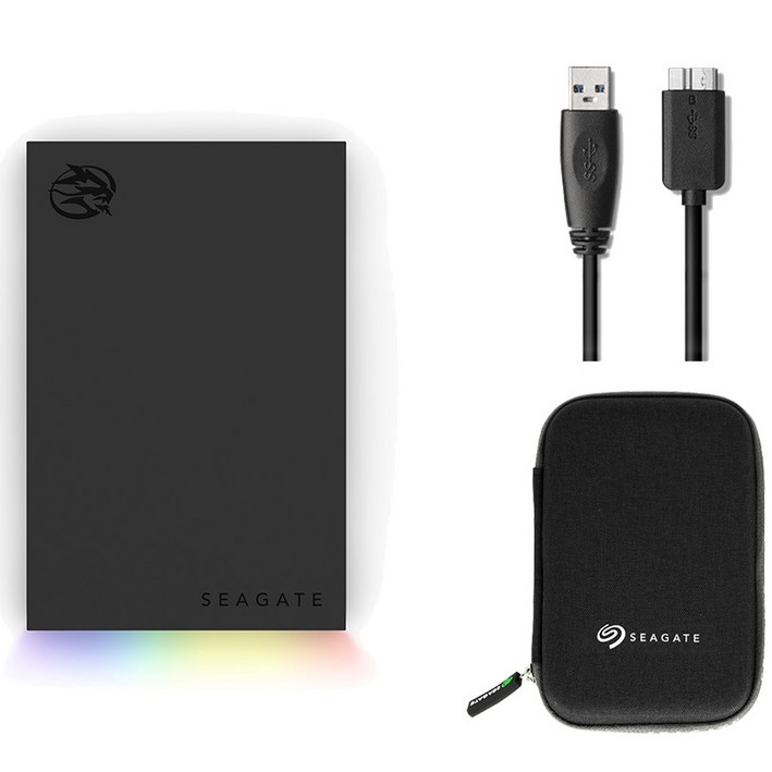 씨게이트 FireCuda Gaming 외장하드 STKL5000400 데이터 복구 서비스파우치USB케이블, 블랙, 5TB