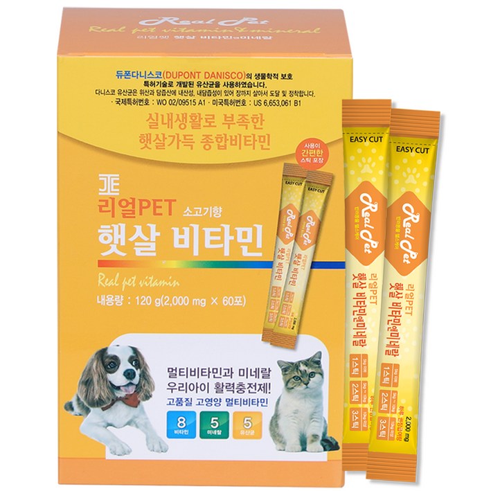 리얼펫 햇살비타민 강아지 고양이 종합 비타민 영양제 120g, 소고기향, 1개, 면역건강