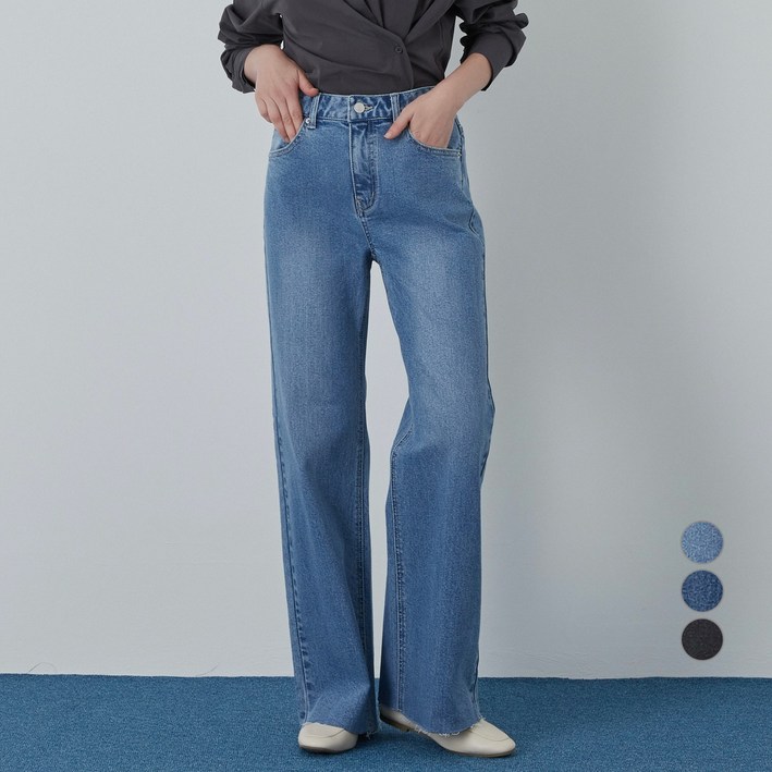 ELLE PARIS 와이드핏 부츠컷 데님 팬츠 ELLE PARIS 와이드핏 부츠컷 데님 팬츠