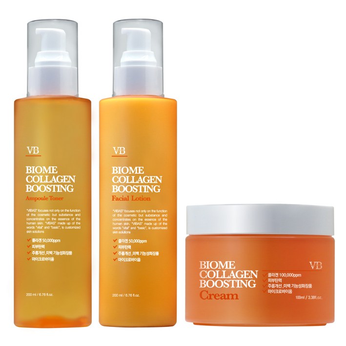 비바스 바이옴 콜라겐부스팅 탄력스킨 200ml  로션 200ml  크림 100ml 세트, 1세트