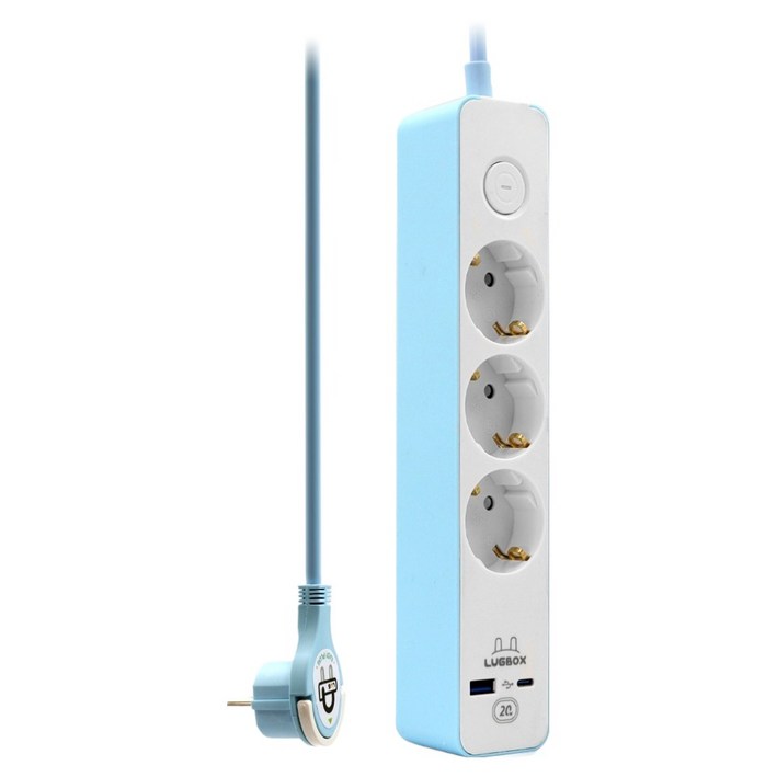 러그박스 고속충전 USB C타입 고용량 멀티탭 3구 3500W 블루, 1개, 1.5m