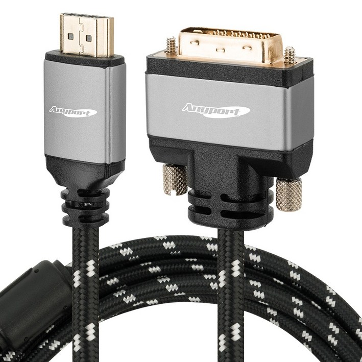 애니포트 Ultra 8K HDMI 2.0 to DVI-D 그레이메탈 모니터 케이블, 1개, 2m