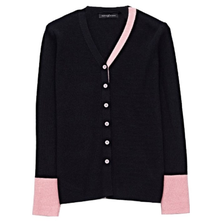 나인식스뉴욕 여성용 배색 라인 V넥 버튼 여성 니트 가디건 NO1CK011L0