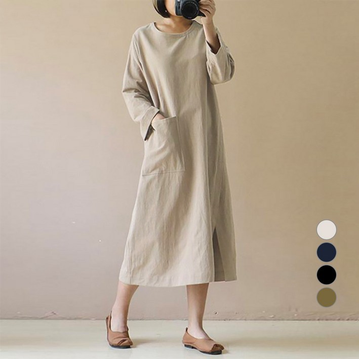 모이르벨라 여성용 단아한 심플 포켓 미시 원피스