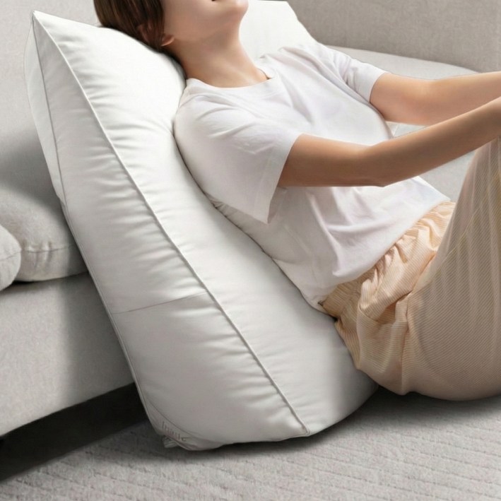 프랑떼 목까지 받쳐주는 빵빵한 방수 호텔식 롱슬림 삼각 등받이 쿠션, 화이트