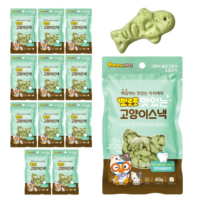 에이비에스엘 뽀로로 맛있는 고양이 스낵, 혼합맛(참치/페퍼민트), 40g, 12개