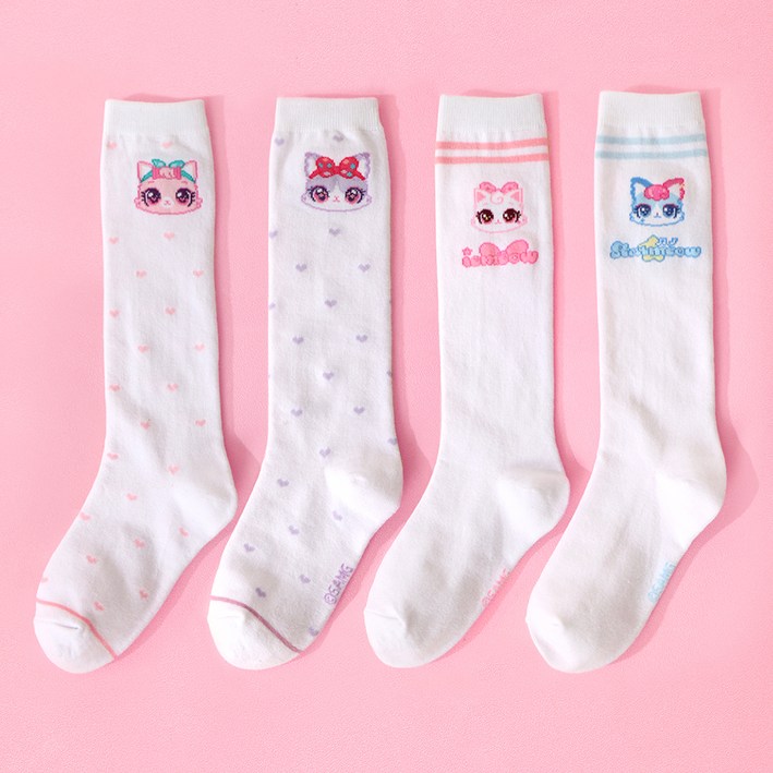 프리미에팜 여아용 위시캣 니삭스 4족 세트