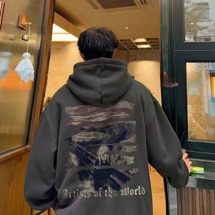 제이티엘 남성용 아티스트 박시 캐주얼 후드티
