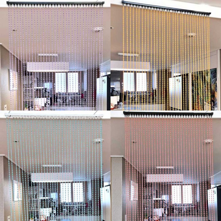 비즈커튼 오로라줄장식 인테리어 폭80cm X 높이1.5m, 한세트, 노랑