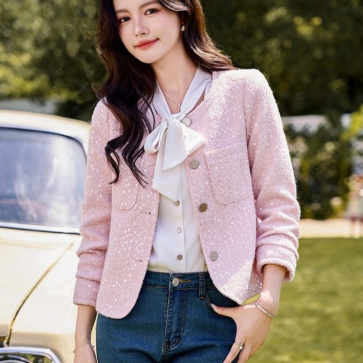 휠렉스 여성 반짝이 패션 루즈핏 프리미엄 재킷 YQ10