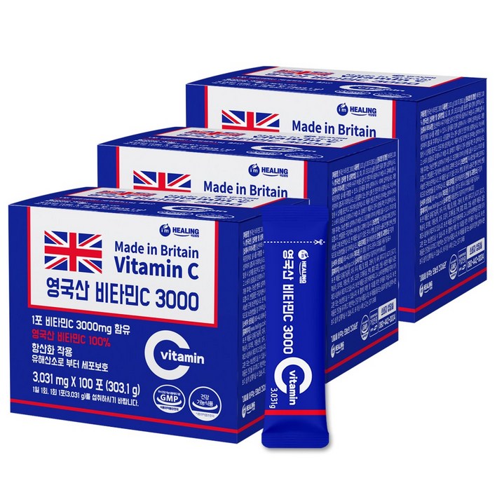 아임힐링 영국산 비타민C 3000 100포, 303.1g, 3개