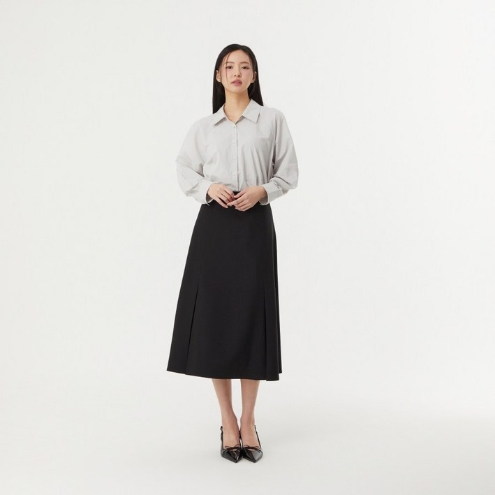 BEIGE맞주름 플레어 스커트 PR7WS161