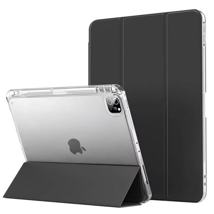 내셔널 리코리아 클리어 에어로 쉴드 애플팬슬 충전 수납홀더 태블릿PC 아이패드 투명케이스 스마트커버 울트라 하이브리드 케이스 for iPad, 블랙, 1개