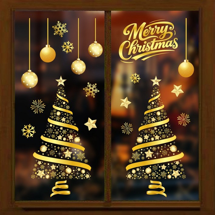 PVC 창문 정전기 스티커 크리스마스 원소 테마 장식 창가 꾸미기 거실 침실 실내