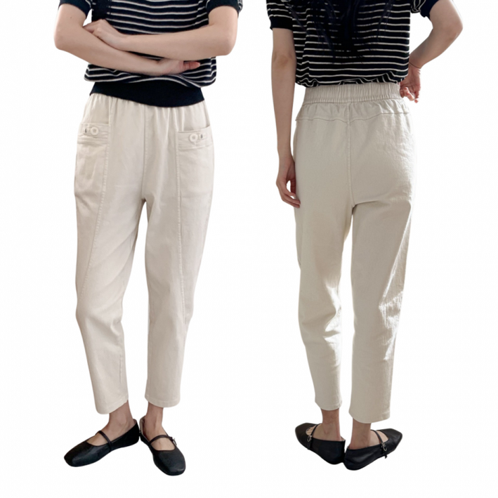 면 스판 배기 팬츠 밴딩바지 면98% 면바지 간절기바지