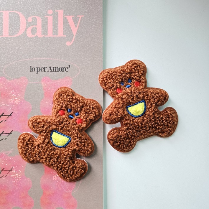 [단품]뽀글부끄곰똑딱핀 유아 여아머리핀 아기 헤어핀 똑딱핀 핸드메이드 크리스마스