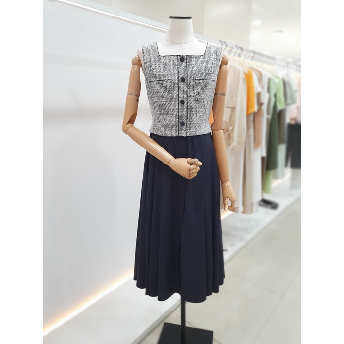 백화점 트위드 텍스처 블록 슬리브리스 원피스 ITO9WOP790 175921