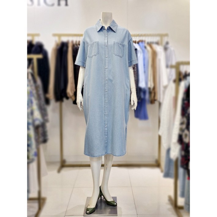 안지크 카라 데님 셔츠 원피스 AJ2OP5250