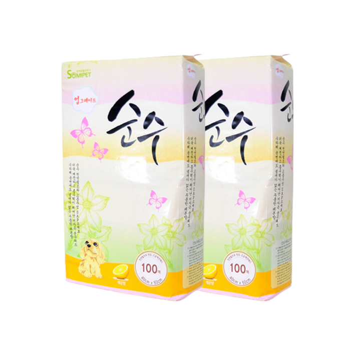순수 애견 배변패드 레몬향 100매, 100개입, 2개