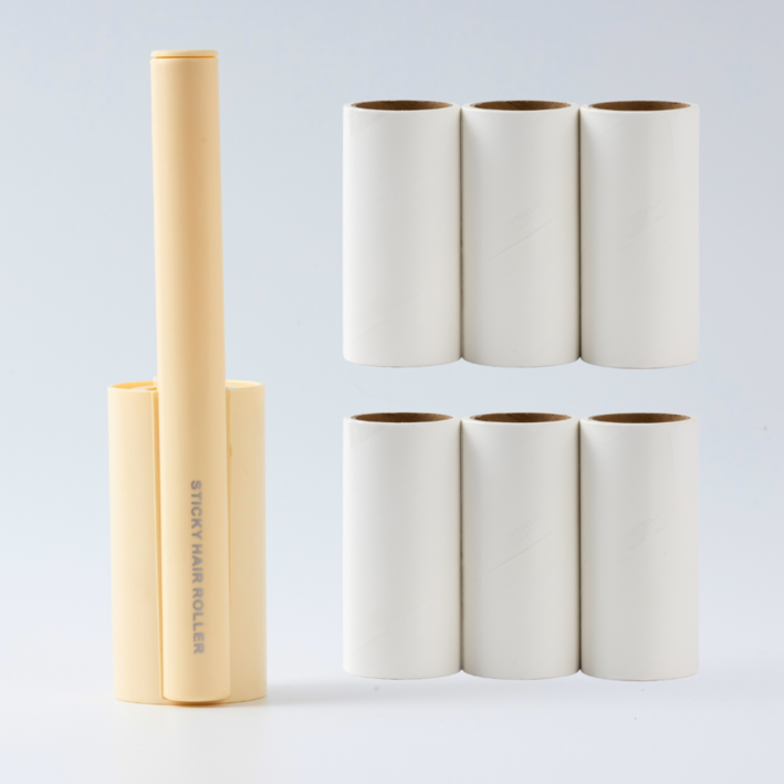 로라 돌돌이 테이프크리너 본체+리필6p, 1세트 / 롤 클리너 롤러 멀티 휴대용 소형 클린컷 옷먼지 제거기 고양이 강아지 털제거 겨울먼지, 1개