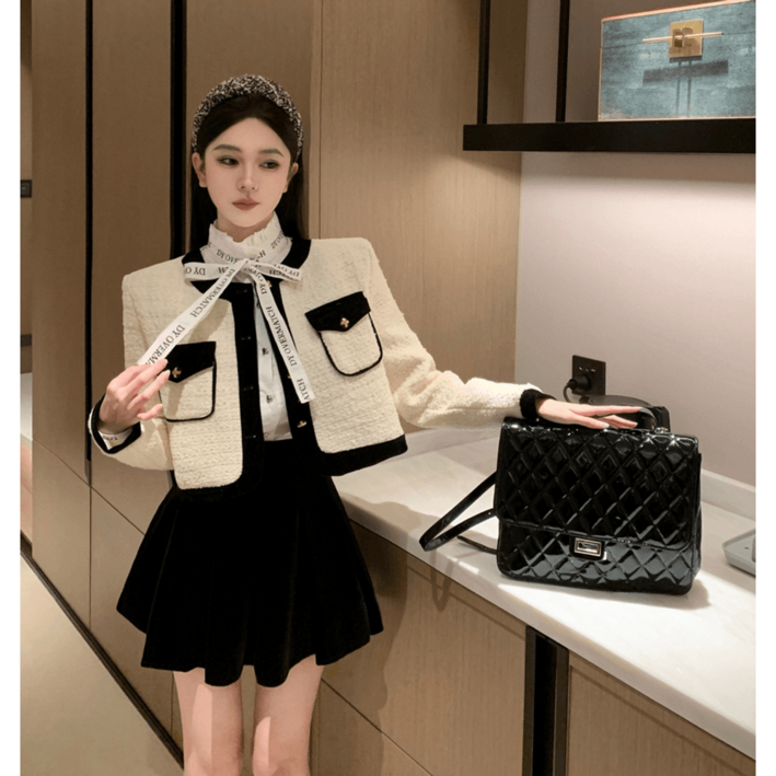 트위드셋업 하객룩 연말룩 쓰리피스 프렌치 결혼식 여성정장