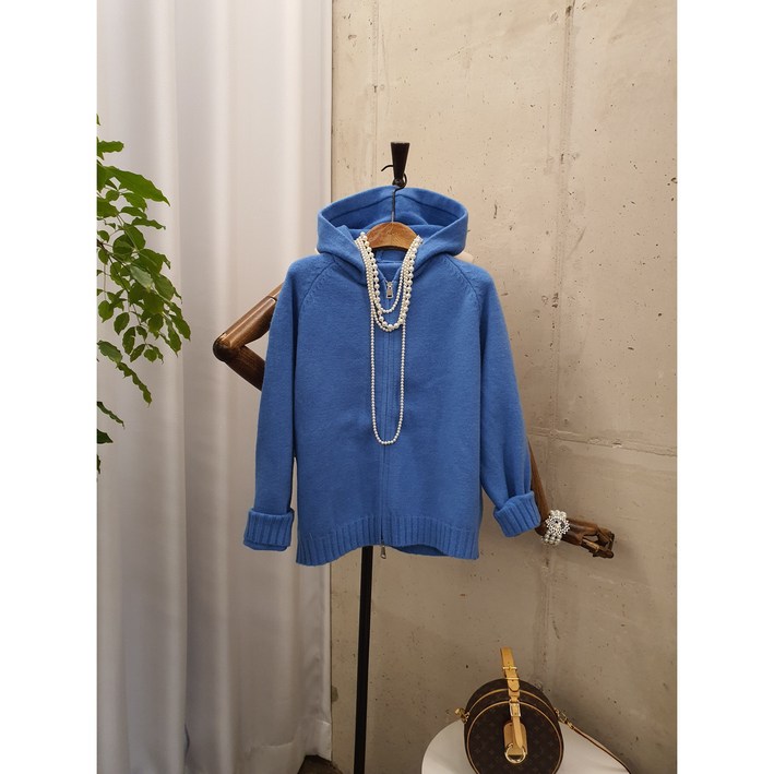 무배 플로우 심플 후드 니트 투웨이 집업 가디건