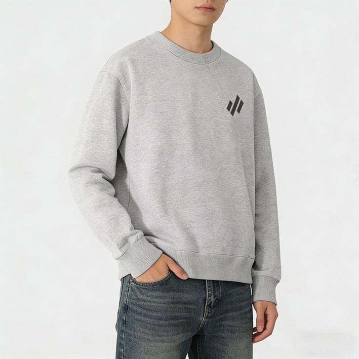 ANYOU 봄 남녀공용 데일리 루즈핏 무지 라운드넥 맨투맨