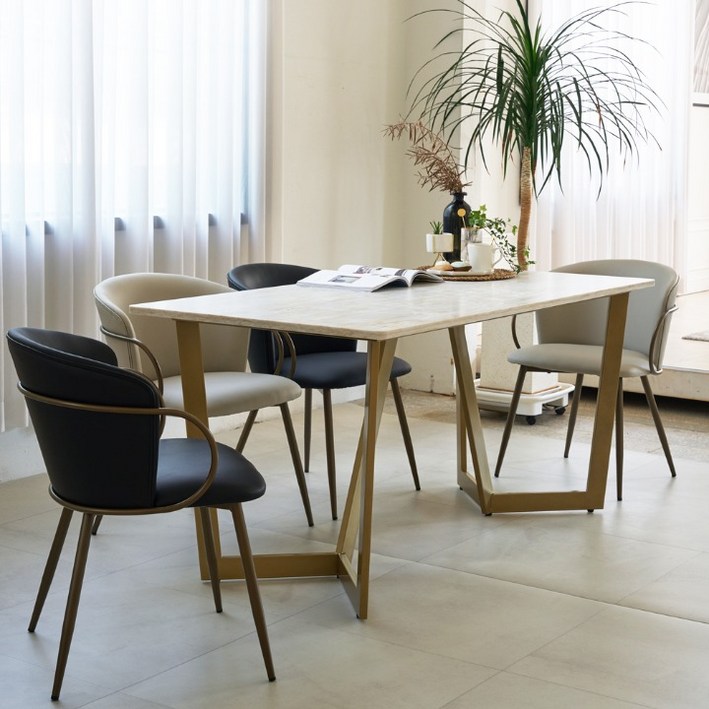 하덱스가구 몬드 칸스톤 4인 6인용 식탁 1600 12T 엔지니어드스톤 대리석