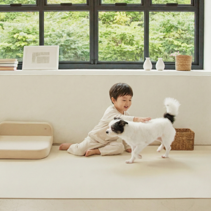 하개랩 강아지 논슬립 방수 친환경 패밀리 롤매트, 1개, 라이트그레이