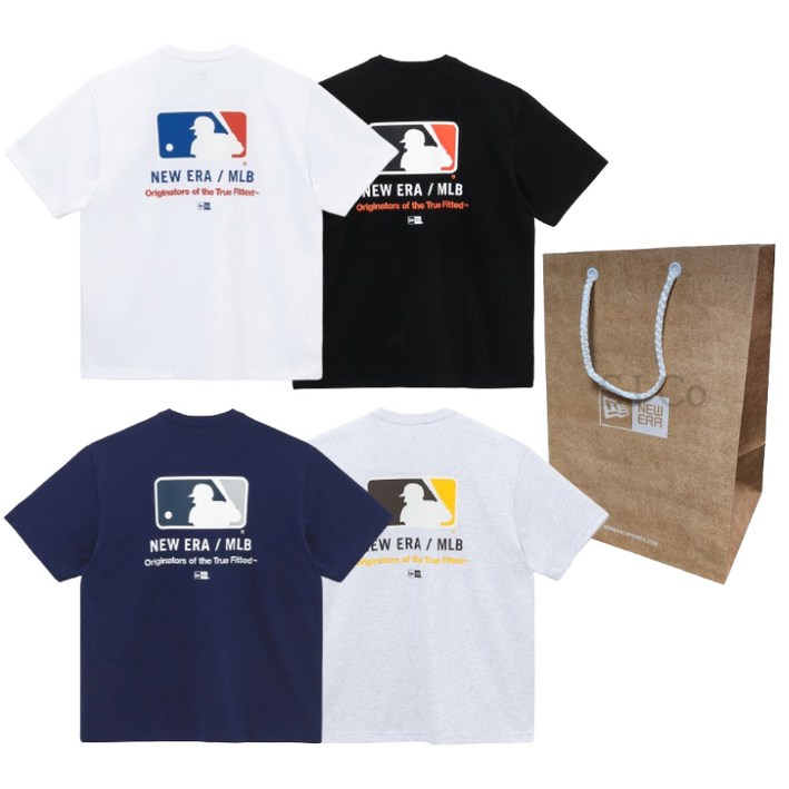 [백화점판] 뉴에라 MLB 베이직 로고 반팔 오버핏 티셔츠 + 쇼핑백